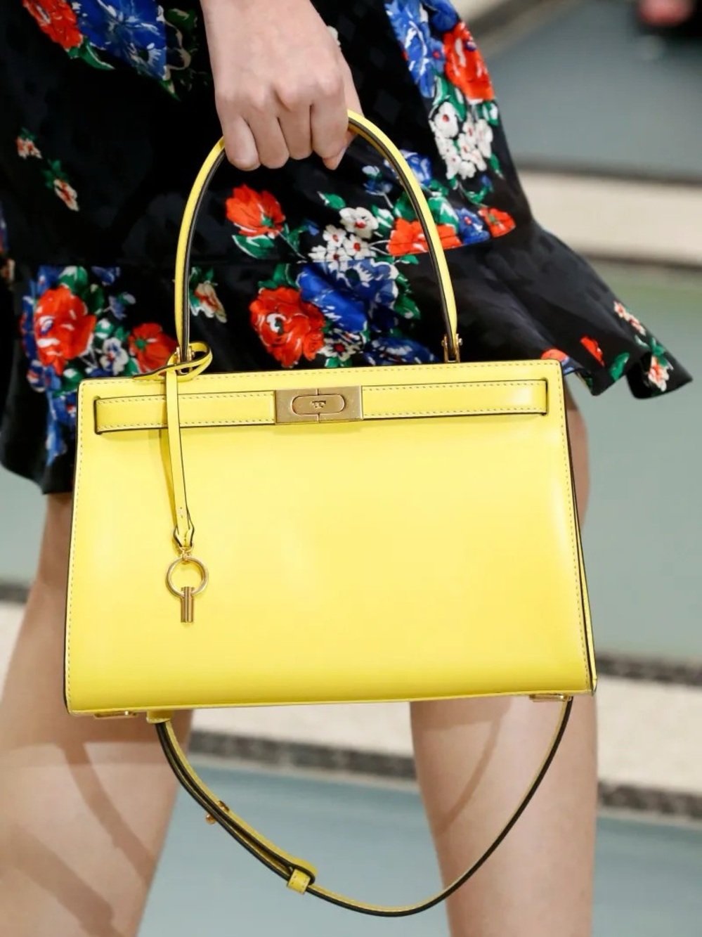 Tory Burch Lee Radziwill Electric Yellow Leather Satchel - Picture 9 of 16